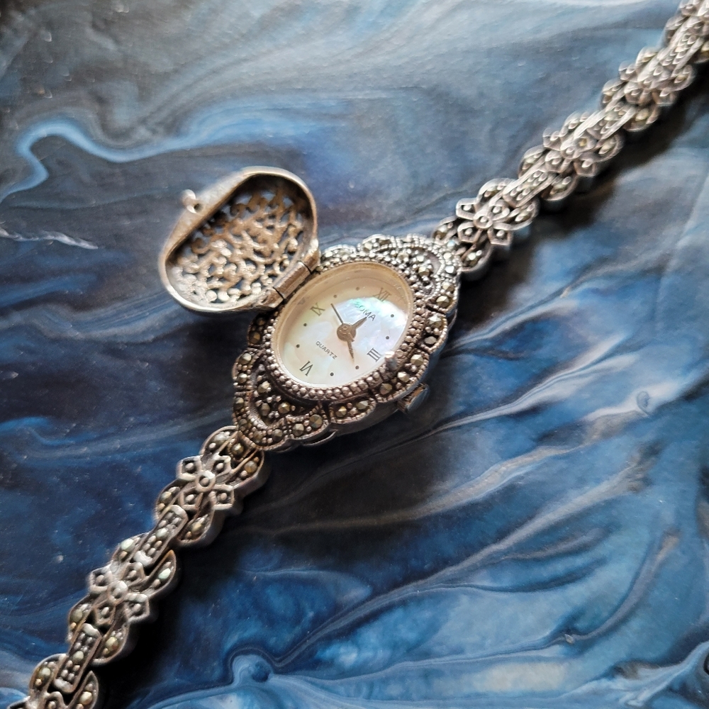Vintage Boma Quartz marcasite watch